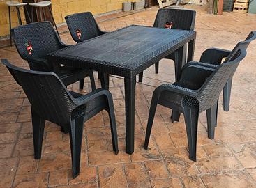 Tavolo Rattan Bianco o Nero Sedie a Parte  Resina 