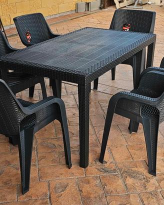 Tavolo Rattan Bianco o Nero Sedie a Parte  Resina 