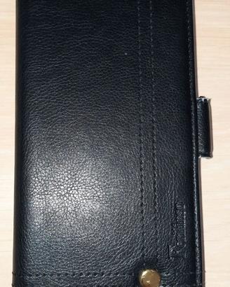 Cover in pelle nera a portafoglio per Samsung A50