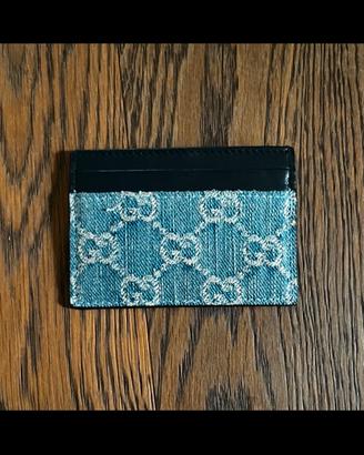 Porta Carte Gucci In Denim GG Marmont/ Ophidia- cn