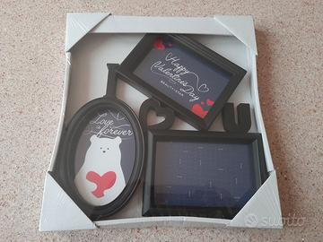 Cornice con 3 portafoto I love U