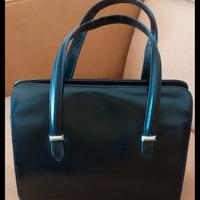 Borsa vintage in pelle nera lucida