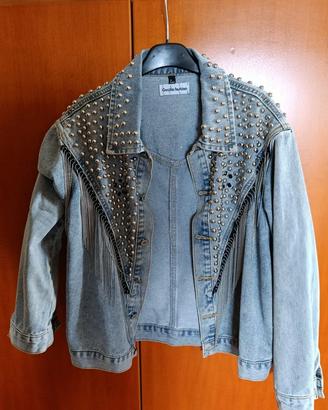 Giubb. jeans con borchie e frange Cecilia fashion