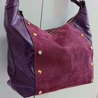 Borsa di Vera pelle colore viola da donna.
