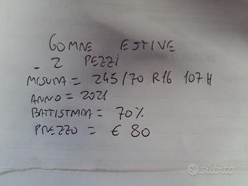 2 GOMME ESTIVE 245/70/16 107H