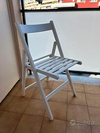 Set di 4 sedie in legno bianche pieghevoli