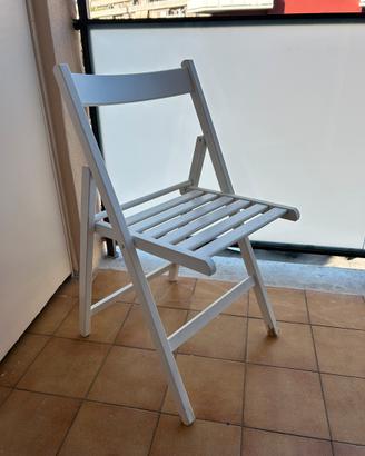 Set di 4 sedie in legno bianche pieghevoli