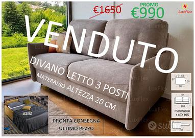 Divano Letto 3 Posti - Materasso Alto 20 cm