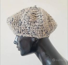 Cappello basco invernale lana melange grigio blu