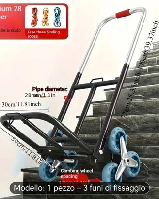 1pz Carrello Pieghevole Robusto con Ruote 