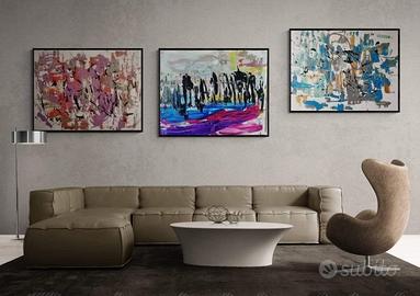 Dipinti su tela pezzi unici quadri trittico arte