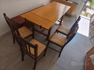 Set tavolo allungabile+panca contenitore+4sedie