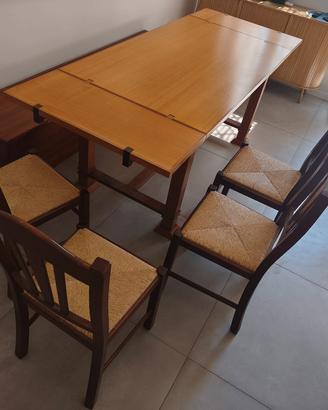 Set tavolo allungabile+panca contenitore+4sedie