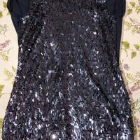 Abito corto senza spalline con paillettes blu