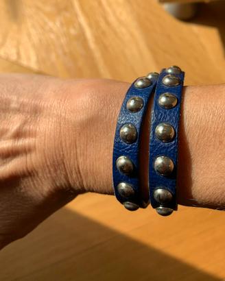 Bracciale pelle e borchie nuovo
