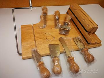 Tagliere faggio e coltelli acciaio inox