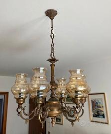 Lampadario bronzo vintage anni 70