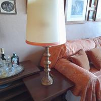 2 lampade d'appoggio fusto alto in bronzo satinato