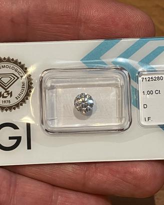 Diamante D IF 1 Carato certificato IGI in blister