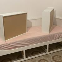 Letto singolo 80x200, bianco c/ 3 cassetti sotto