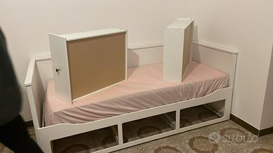 Letto singolo 80x200, bianco c/ 3 cassetti sotto