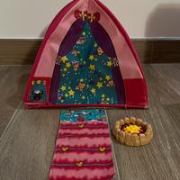 Tenda da campeggio di Barbie con sacco a pelo