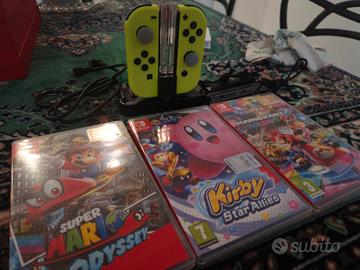 Mario kart, odissey, Kirby, joicon e base ricarica