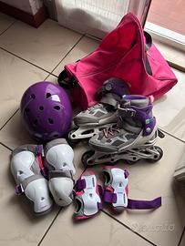 Set completo pattini in linea bambina
