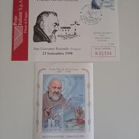 Cartolina e francobolli Padre Pio 