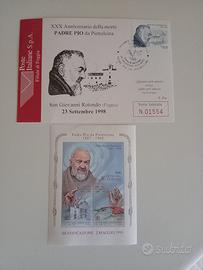 Cartolina e francobolli Padre Pio 
