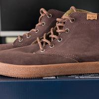 Stivaletti stringati marrone daino scamosciato