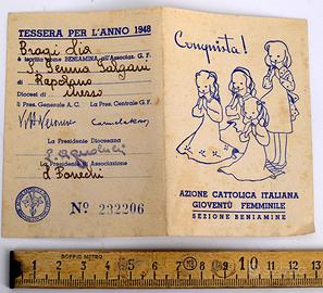 Tessera Azione Cattolica 1948 - Sezione Beniamine