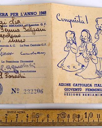 Tessera Azione Cattolica 1948 - Sezione Beniamine