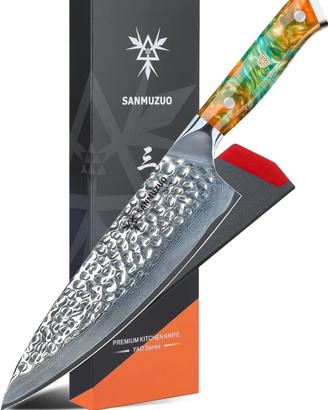 SANMAZUO COLTELLO  CHEF santoku DAMASCATO 67 strat