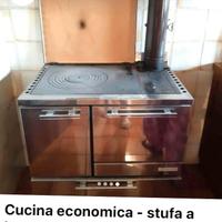 stufa economica a legna in acciaio, cappa in rame