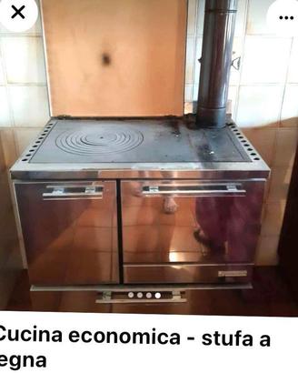 stufa economica a legna in acciaio, cappa in rame
