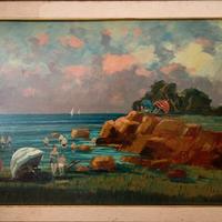 dipinto di renato natali olio su tavola 68 per 49