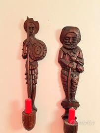 Sculture in legno porta candele da muro