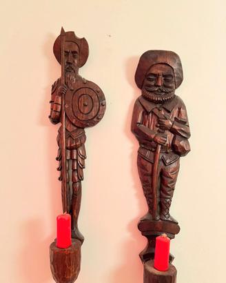 Sculture in legno porta candele da muro