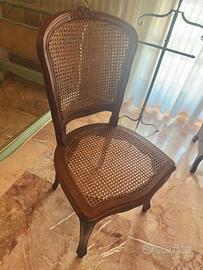 Sedia in legno con seduta e schienale in paglia di