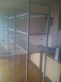 LIBRERIA AUTOPORTANTE in ALLUMINIO/VETRO