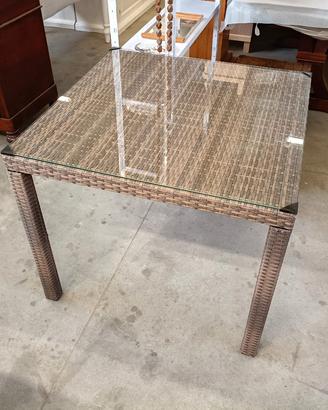 Tavolo in Vetro e Polyrattan Nuovo
