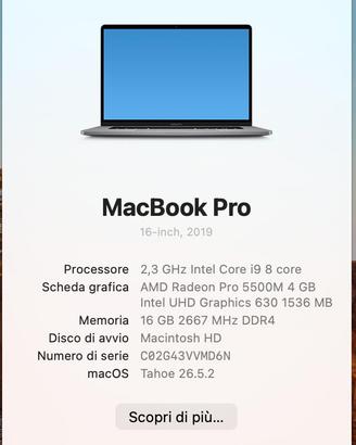 MacBook Pro 16 Space grey 1TB Intel I9