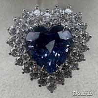 ANELLO IN ORO 18kt.CON DIAMANTI E ZAFFIRO CUORE