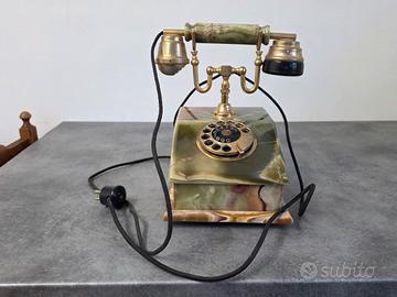 Telefono a disco vintage in onice e ottone