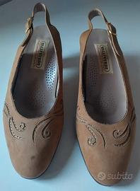 Scarpe Valleverde scamosciate tacco comodo marrone