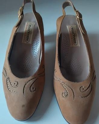 Scarpe Valleverde scamosciate tacco comodo marrone