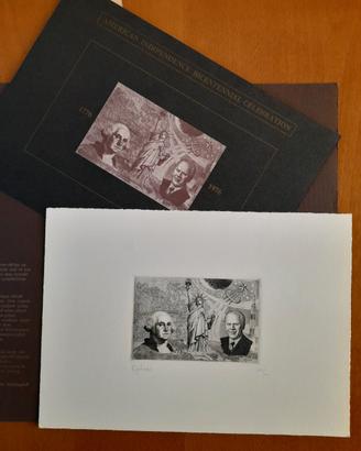 Incisione a bulino di A. Galeazzi Bicentenario USA