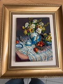 Quadro 3D vintage con cornice dorata Natura morta