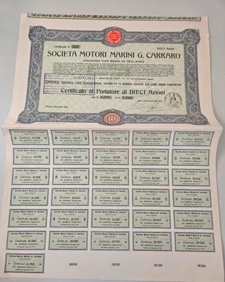 Certificato azionario originale 1926 